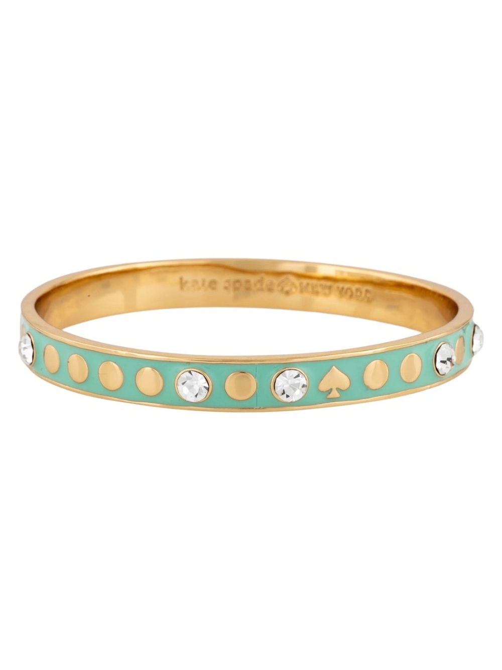 Kate Spade Spot The Spade Mint Green Enamel Bangle Bracelet - Gold